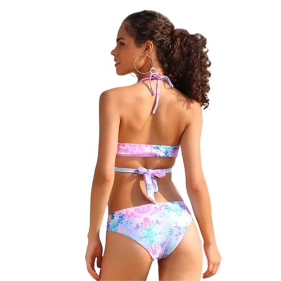 NEW Shekini Push Up Tie Dye Halter Bikini Women's L - Picture 5 of 5